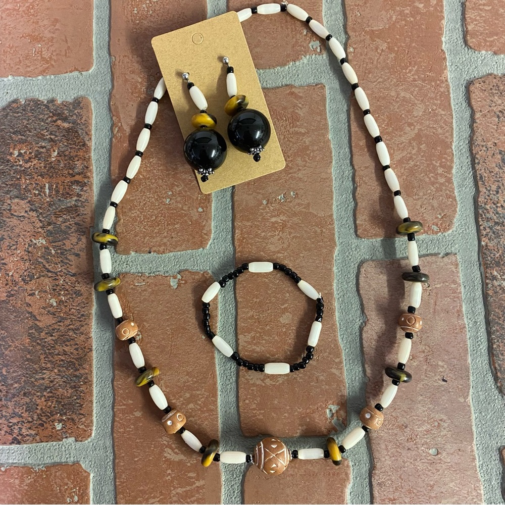 Fashion Jewelry 3-piece Tribal African Inspired Necklace Bracelet & Earr…